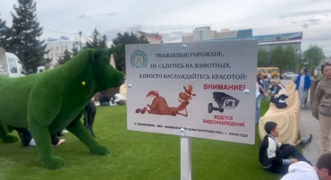 Уланудэнцев попросили не садиться на животных, украшающих площадь Советов 