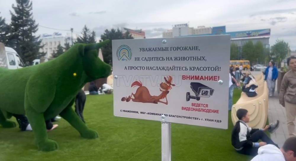 Уланудэнцев попросили не садиться на животных, украшающих площадь Советов 