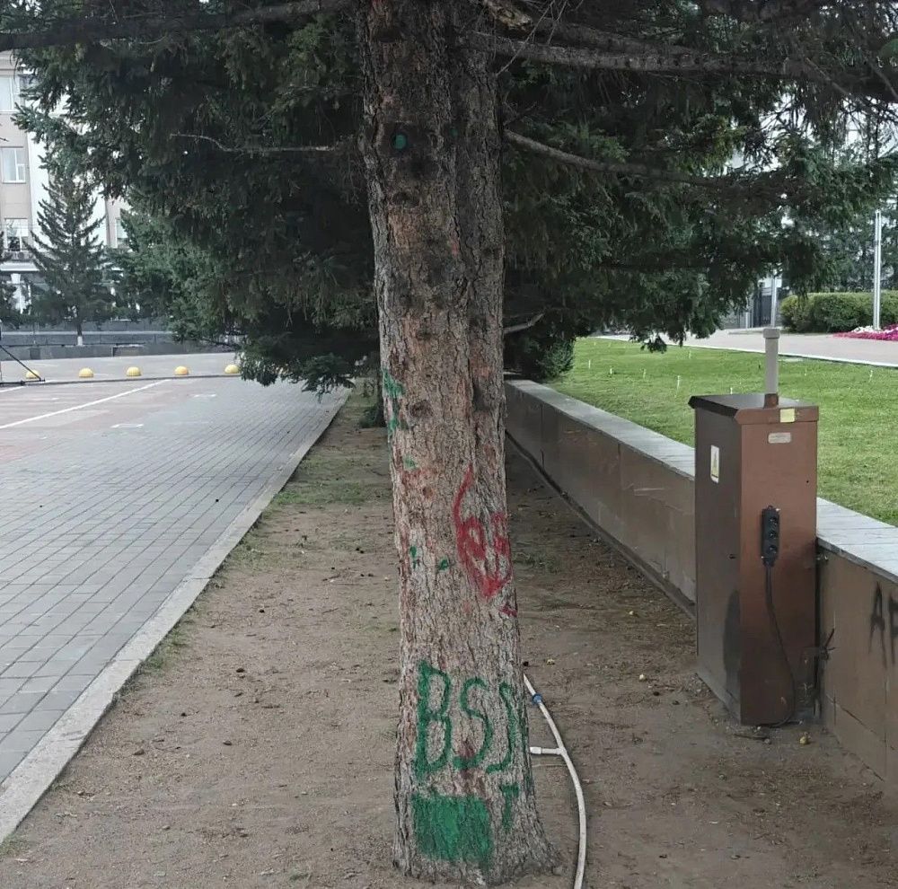 Ночью на площади Советов в Улан-Удэ повандалили неизвестные